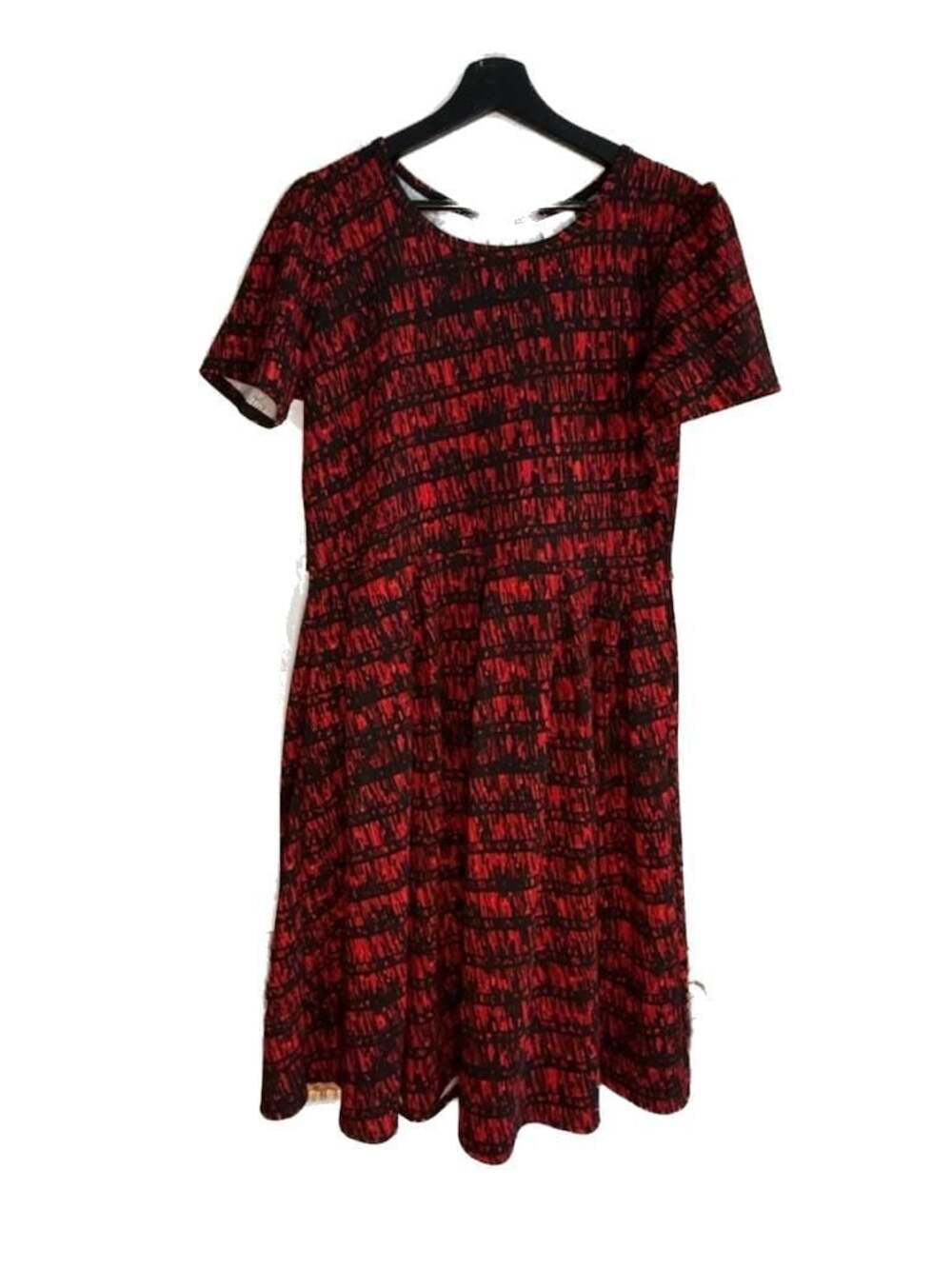LuLaRoe Amelia Dress with Pockets Red and Black Print Size XL
